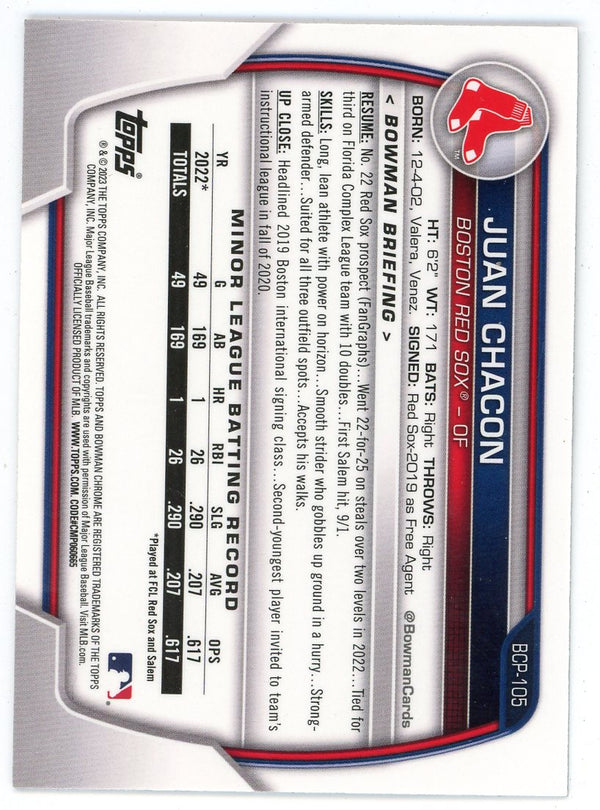Juan Chacon 2023 Topps Bowman chrome #BCP-105