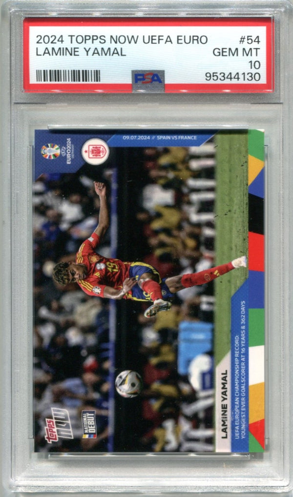 Lamine Yamal 2024 Topps Now UEFA Euro #54 PSA GEM MT 10 Card