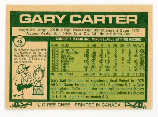 Gary Carter O-Pee-Chee #45 Card