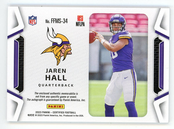 Jaren Hall 2023 Panini Certified Autographed Patch Relic #FFMS-34