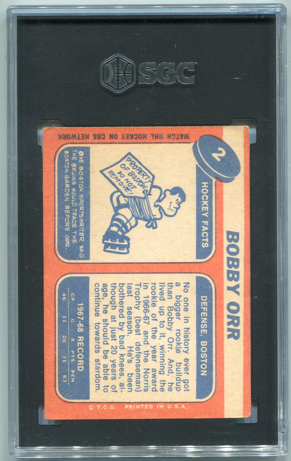 Bobby Orr 1968 - 1969 Topps Card #2 SGC Graded 4
