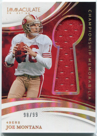 Joe Montana 2025 Panini Immaculate Collection Championship Memorabilia Jersey Card #CM-JMA 98/99