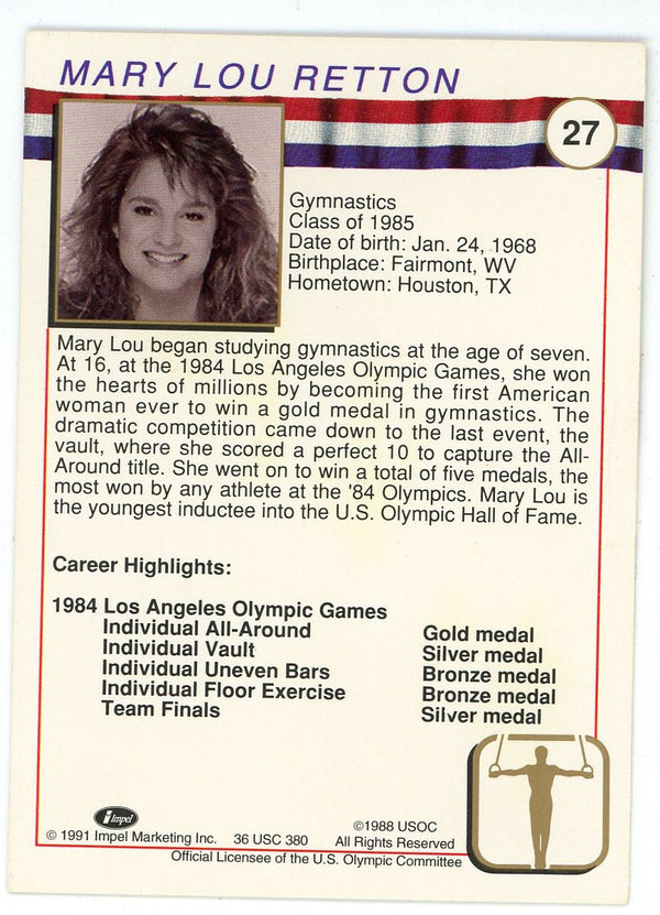 Mary Lou Retton Autographed 1991 Impel Olympic Hall of Fame Card