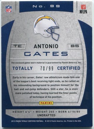 Antonio Gates 2013 Panini Totally Certified Jersey Card #99 70/99