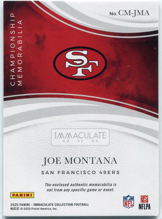 Joe Montana 2025 Panini Immaculate Collection Championship Memorabilia Jersey Card #CM-JMA 98/99