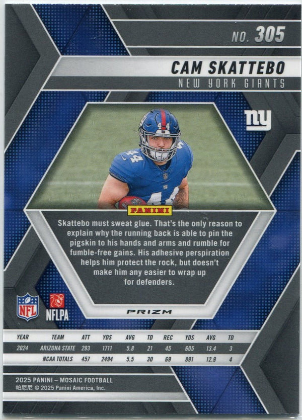 Cam Skattebo 2025 Panini Mosaic Pink Camo Prizm RC #305
