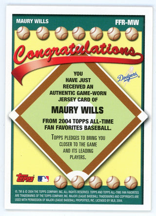 Maury Wills 2004 Topps Fan Favorite Patch Relic #FFR-MW