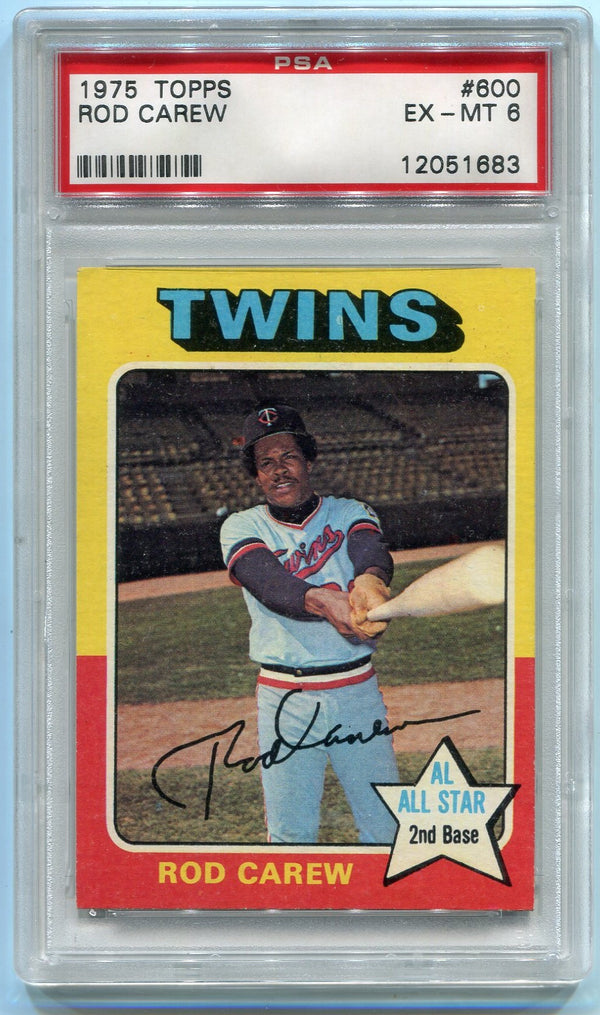 Rod Carew 1975 Topps Card #600 PSA Graded 6