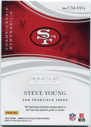 Steve Young 2025 Panini Immaculate Collection Championship Memorabilia Jersey Card #CM-SYG 17/99
