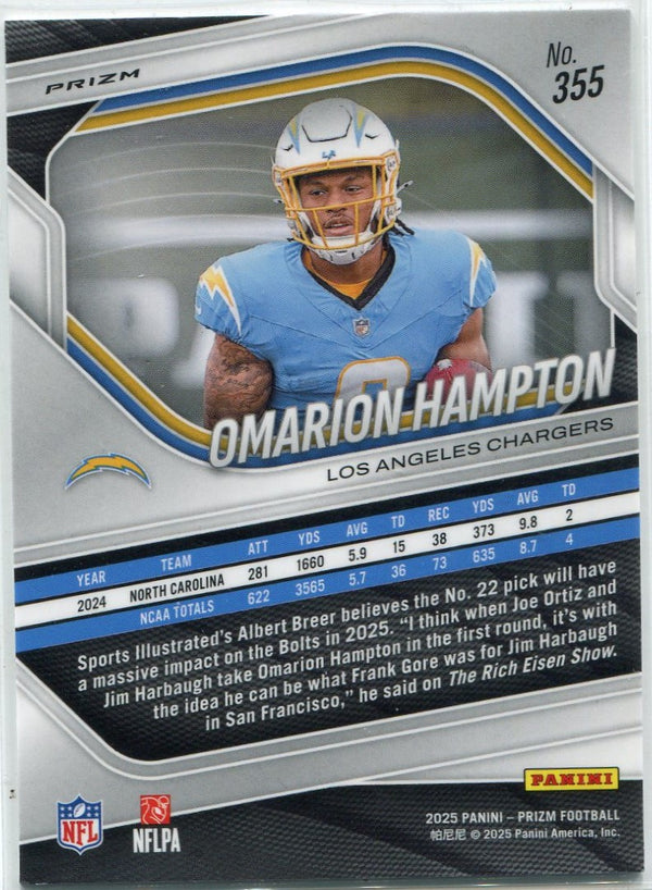 Omarion Hampton 2025 Panini Prizm Black & White Checkerboard Prizm RC #355