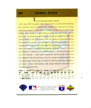 Derek Jeter 1993 Upper Deck Top Prospect #449 Card