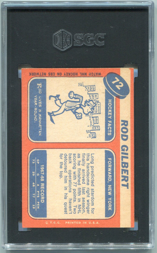 Rod Gilbert 1968 - 1969 Topps Card #72 SGC Graded 5