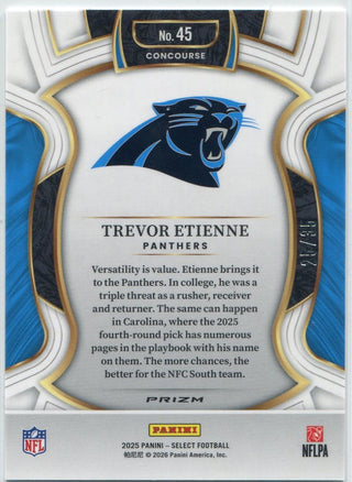 Trevor Etienne 2025 Panini Select Concourse White Prizm RC #45 25/35