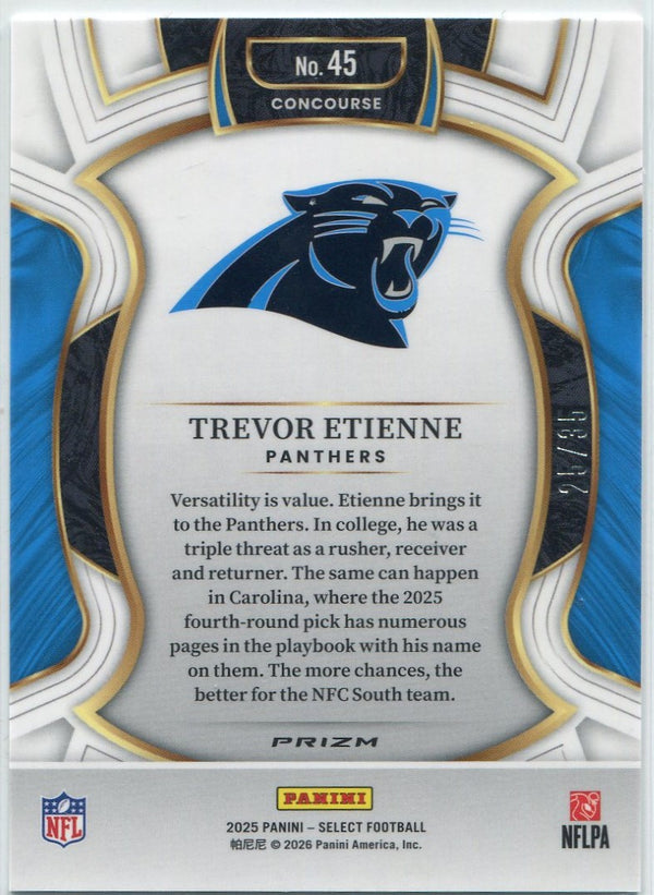 Trevor Etienne 2025 Panini Select Concourse White Prizm RC #45 25/35