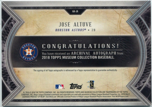 Jose Altuve 2018 Topps Museum Collection Archival Autograph Autographed Card #AA-JA 38/50