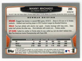 Manny Machado 2013 Topps Bowman Chrome Silver Refractor #205 Card