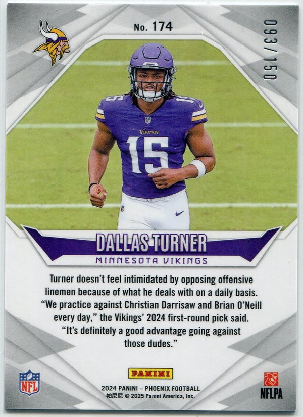 Dallas Turner 2024 Panini Phoenix NFL Shield Parallel RC #174 93/150