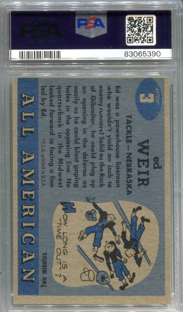 Ed Weir 1955 Topps All American Football Card #3 Card  PSA 8 (OC)