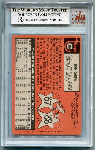 Rod Carew 1969 Topps Card #510 BVG Graded 6.5