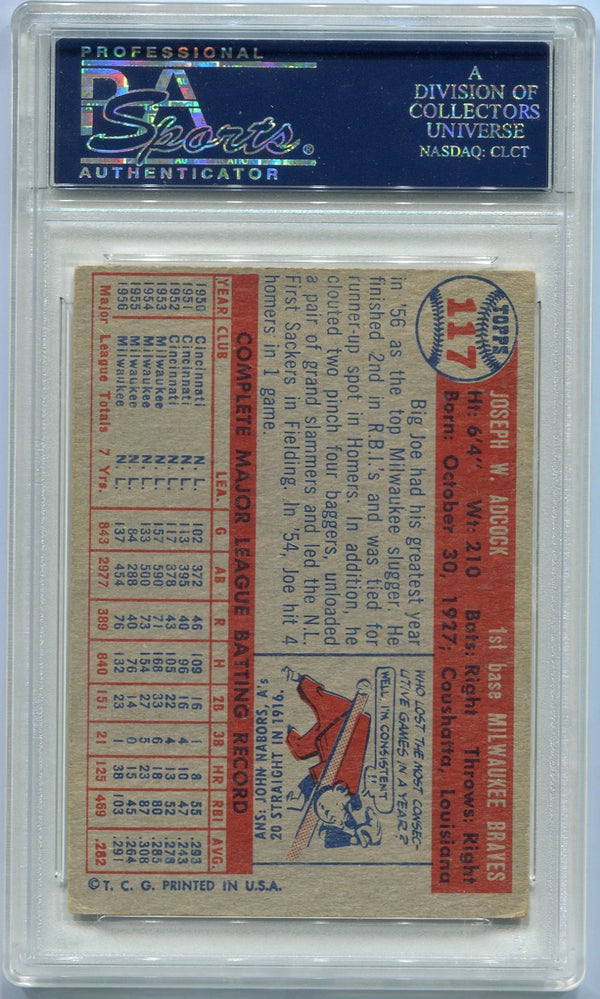 Joe Adcock 1957 Topps Autographed Card PSA Authenticated