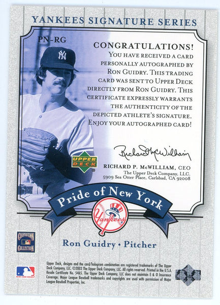 Ron Guidry Signed Yankees 8x10 Photo (JSA)