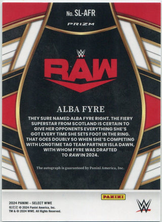 Alba Fyre 2024 Panini Select WWE Autographed Cracked Ice Prizm Card #SL-AFR