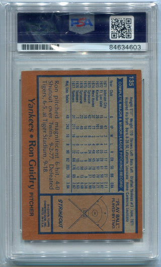 Ron Guidry 1978 Topps Autographed Card PSA Authenticated