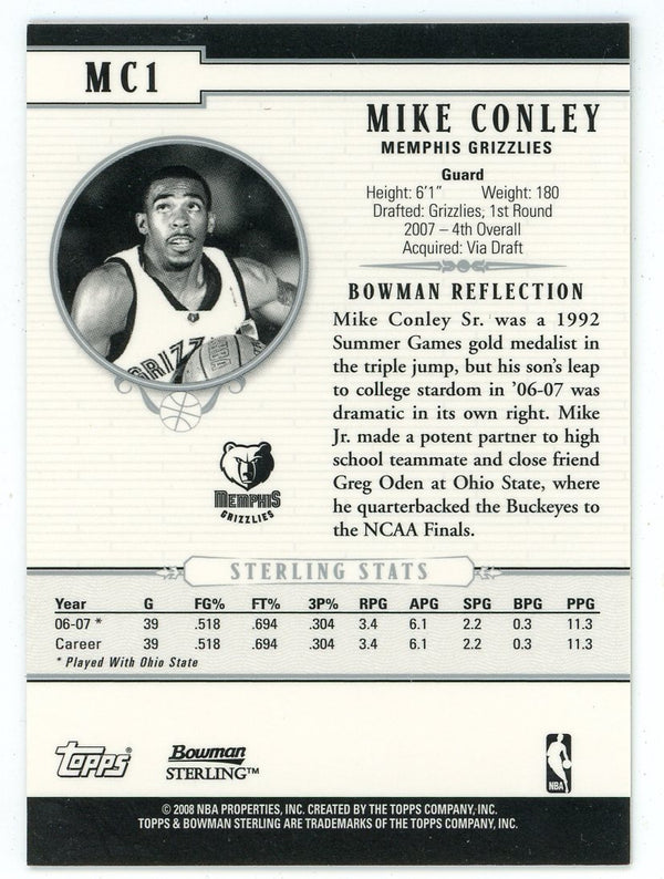 Mike Conley 2008 Topps Bowman Sterling Rookie Card #MC1