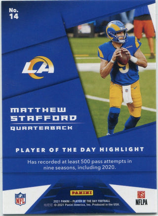 Matthew Stafford 2021 Panini Player Of The Day Silver Card #14