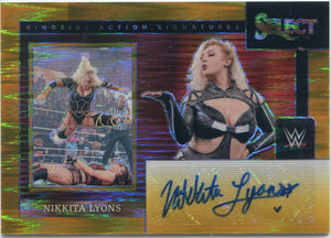 Nikkita Lyons 2024 Panini Select WWE Ringside Action Autographed Gold Wave Prizm Card #RA-NKL 4/5