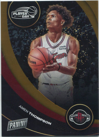 Amen Thompson 2024 - 2025 Panini Player Of The Day Orange Parallel Card #47 18/199
