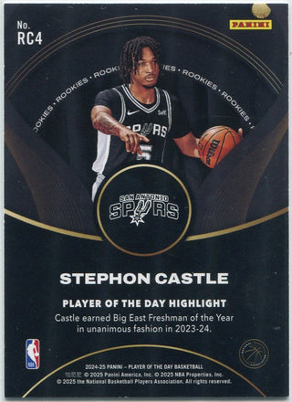 Stephon Castle 2024 - 2025 Panini Player Of The Day Orange Parallel RC #RC4 27/199
