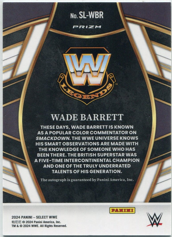 Wade Barrett 2024 Panini Select WWE Autographed Silver Flash Prizm Card #SL-WBR