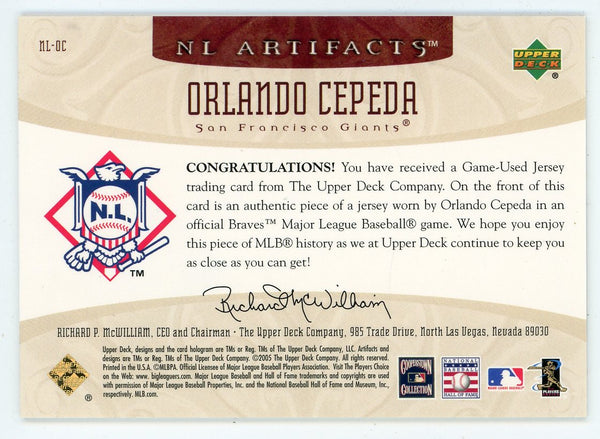 Orlando Cepeda 2005 Upper Deck Game-Used Jersey Card #NL-OC