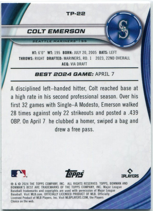 Colt Emerson 2024 Bowman's Best RC TP-22