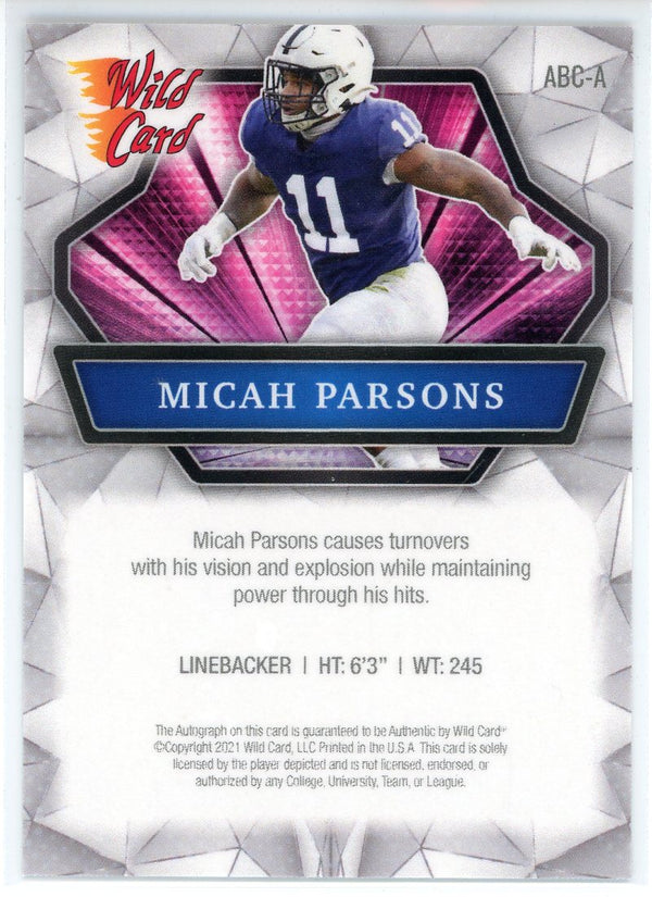 Micah Parsons Autographed 2021 Wild Card Alumination Card #ABC-A