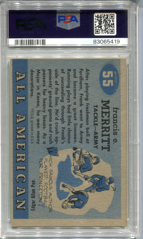 Frank Merritt 1955 Topps All American Football Card #93 PSA 4