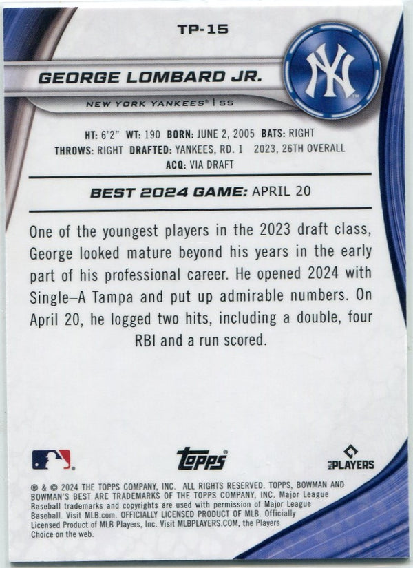 George Lombard Jr. 2024 Bowman's Best Top Prospects RC #TP-15