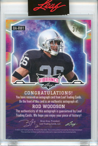 Rod Woodson Autographed 2022 Leaf Vibrance Encased Card #BA-RW1