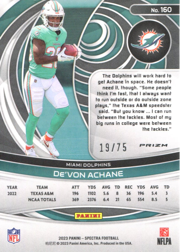 De'Von Achane 2023 Panini Spectra Rookie Card #106 #19/75