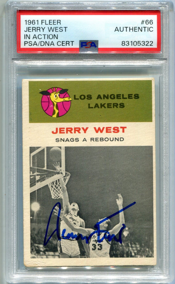 Jerry West 1961 Fleer #66 Autographed Card (PSA Authentic)