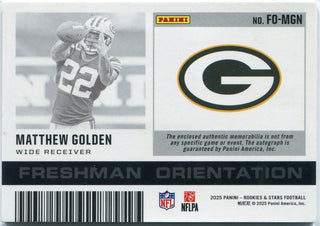 Matthew Golden 2025 Panini Rookies & Stars Freshman Orientation Patch/Autographed RC #FO-MGN 8/25