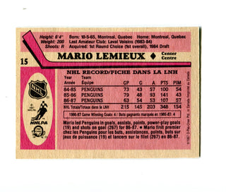 Mario Lemieux 1987 O-Pee-Chee NHL Record #15 Card