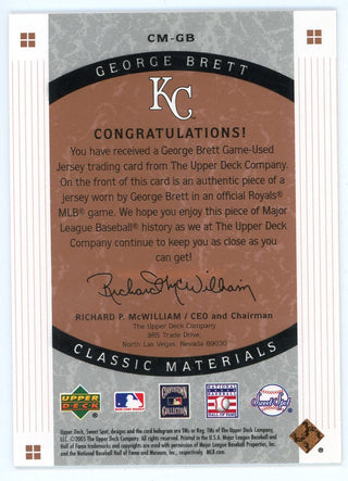 George Brett 2005 Upper Deck Sweet Spot Patch Relic #CM-GB