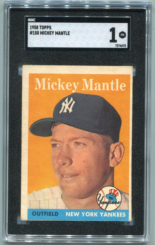 Mickey Mantle 1958 Topps Card #150 SGC Graded 1