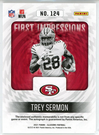 Trey Sermon Autographed 2021 Panini Illusions First Impressions Rookie Patch Card #124