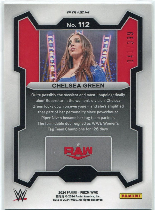 Chelsea Green 2024 Panini Prizm WWE Red Pulsar Prizm Card #112 41/399