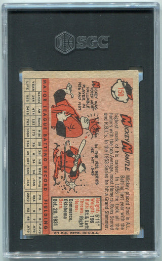 Mickey Mantle 1958 Topps Card #150 SGC Graded 1