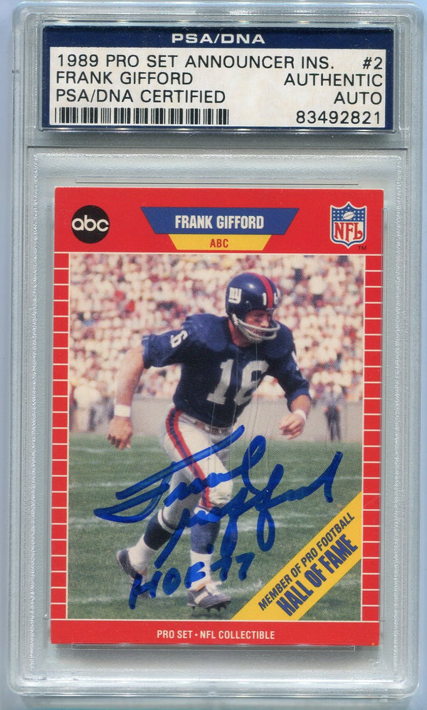 Frank Gifford 1989 Pro Set Autographed Card #2 PSA/DNA Authenticated