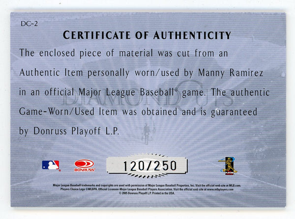 Manny Ramirez 2005 Donruss Studio Diamond Cuts Patch Relic #DC-2
